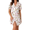 image:imageLYANER Womens Striped Nightgown Short Sleeve Sleepshirt Button Down Nightshirt SleepwearBurger and Fries White