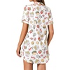 image:imageLYANER Womens Striped Nightgown Short Sleeve Sleepshirt Button Down Nightshirt SleepwearBurger and Fries White