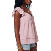 image:imageLYANER Womens Tie Front Sweetheart Neck Ruffle Cap Sleeve Ruched Smocked Casual Babydoll TopsLight Pink