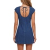 image:imageLYANER Womens Tie Knot Cap Sleeve Mini Denim Dress  Cutout Back Zipper Crew Neck Short Sleeve A Line Bodycon Western Vintage Short Jean DressesDark Blue