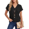 image:imageLYANER Womens V Neck Short Sleeve Side Slit Dressy Casual Beach Vacation Top T ShirtsBlack
