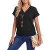 image:imageLYANER Womens V Neck Short Sleeve Side Slit Dressy Casual Beach Vacation Top T ShirtsBlack