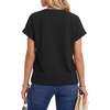 image:imageLYANER Womens V Neck Short Sleeve Side Slit Dressy Casual Beach Vacation Top T ShirtsBlack