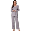 image:imageLYANER Womens Long SleeveLadies Soft Pjs Lounge Set Sleepwear Pajama SetGray