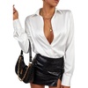 image:imageLYANER Womens Satin Blouse Long Sleeve Silk Button Down Shirts Work Office Dressy TopsWhite
