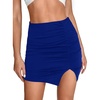 image:imageLYANER Womens Sexy Ruched Pleated Split Slit Hem High Waist Bodycon Mini Short SkirtRoyal Blue