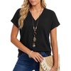 image:imageLYANER Womens V Neck Short Sleeve Side Slit Dressy Casual Beach Vacation Top T ShirtsBlack