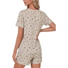 image:imageLYANER Womens 2 Piece Cute Lounge Set  Striped Crew neck Short Sleeve Tops and Shorts Soft Sleepwear Pajama Sets for WomenPink Floral