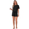 image:imageLYANER Womens 2 Piece Cute Lounge Set  Striped Crew neck Short Sleeve Tops and Shorts Soft Sleepwear Pajama Sets for WomenSolid Black