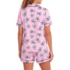 image:imageLYANER Womens Heart Print Pajamas Sets  Button Short Sleeve Shirt With Elastic High Waisted Shorts Sleepwear Pjs Lounge SetAnimal Pink