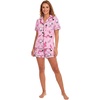 image:imageLYANER Womens Heart Print Pajamas Sets  Button Short Sleeve Shirt With Elastic High Waisted Shorts Sleepwear Pjs Lounge SetCartoon Pink