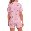 image:imageLYANER Womens Heart Print Pajamas Sets  Button Short Sleeve Shirt With Elastic High Waisted Shorts Sleepwear Pjs Lounge SetCherry Pink