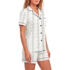 image:imageLYANER Womens Heart Print Pajamas Sets  Button Short Sleeve Shirt With Elastic High Waisted Shorts Sleepwear Pjs Lounge SetFloral Grey