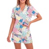image:imageLYANER Womens Heart Print Pajamas Sets  Button Short Sleeve Shirt With Elastic High Waisted Shorts Sleepwear Pjs Lounge SetFloral Multicolored