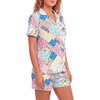 image:imageLYANER Womens Heart Print Pajamas Sets  Button Short Sleeve Shirt With Elastic High Waisted Shorts Sleepwear Pjs Lounge SetFloral Multicolored