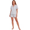 image:imageLYANER Womens Heart Print Pajamas Sets  Button Short Sleeve Shirt With Elastic High Waisted Shorts Sleepwear Pjs Lounge SetGray