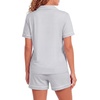 image:imageLYANER Womens Heart Print Pajamas Sets  Button Short Sleeve Shirt With Elastic High Waisted Shorts Sleepwear Pjs Lounge SetGray