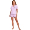 image:imageLYANER Womens Heart Print Pajamas Sets  Button Short Sleeve Shirt With Elastic High Waisted Shorts Sleepwear Pjs Lounge SetLavender