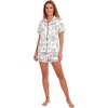 image:imageLYANER Womens Heart Print Pajamas Sets  Button Short Sleeve Shirt With Elastic High Waisted Shorts Sleepwear Pjs Lounge SetRabbit Beige