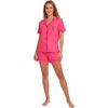 image:imageLYANER Womens Heart Print Pajamas Sets  Button Short Sleeve Shirt With Elastic High Waisted Shorts Sleepwear Pjs Lounge SetRose Pink