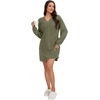 image:imageLYANER Womens Lace Trim V Neck Long Sleeve Pleated Ribbed Knit Loose Sleepwear NightgownArmy Green