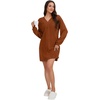 image:imageLYANER Womens Lace Trim V Neck Long Sleeve Pleated Ribbed Knit Loose Sleepwear NightgownCaramel