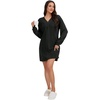 image:imageLYANER Womens Lace Trim V Neck Long Sleeve Pleated Ribbed Knit Loose Sleepwear NightgownDark Gray