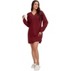 image:imageLYANER Womens Lace Trim V Neck Long Sleeve Pleated Ribbed Knit Loose Sleepwear NightgownWine Red