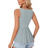 image:imageLYANER Womens Lace Trim V Neck Tank Tops  Summer Sleeveless Ruched Ruffle Flowy Babydoll Blouse Shirt Casual Peplum TopAzure