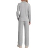 image:imageLYANER Womens Ribbed Knit Lounge Set 2 Piece Long Sleeve V Neck Cozy Pajamas Sets Soft SleepwearLight Flower Gray