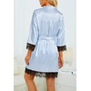 image:imageLYANER Womens Silk Satin Sexy Pajamas Set  Floral Lace Cami Pjs Sleepwear Comfy Soft 4pcs Lingerie Nightwear with RobeBlue and White Stripes