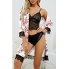 image:imageLYANER Womens Silk Satin Sexy Pajamas Set  Floral Lace Cami Pjs Sleepwear Comfy Soft 4pcs Lingerie Nightwear with RobeLight Pink Floral Print