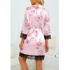 image:imageLYANER Womens Silk Satin Sexy Pajamas Set  Floral Lace Cami Pjs Sleepwear Comfy Soft 4pcs Lingerie Nightwear with RobeLight Pink Print