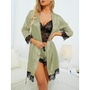 image:imageLYANER Womens Silk Satin Sexy Pajamas Set  Floral Lace Cami Pjs Sleepwear Comfy Soft 4pcs Lingerie Nightwear with RobePea Green