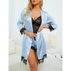 image:imageLYANER Womens Silk Satin Sexy Pajamas Set  Floral Lace Cami Pjs Sleepwear Comfy Soft 4pcs Lingerie Nightwear with RobePure Light Purple