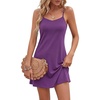 image:imageLYANER Womens V Neck Spaghetti Strap Mini Cami Dress Sleeveless Sexy Summer Beach SundressPurple