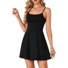 image:imageLYANER Womens Adjustable Spaghetti Straps Mini Dress Backless A Line Flowy Fit and Flare Cami Slip Short DressesSolid Black