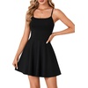 image:imageLYANER Womens Adjustable Spaghetti Straps Mini Dress Backless A Line Flowy Fit and Flare Cami Slip Short DressesSolid Black