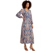 image:imageLYANER Womens Boho Tie Waist Casual Long Dress  paisley print V neck Puff long sleeve A line midi dressesBlue