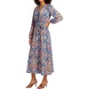 image:imageLYANER Womens Boho Tie Waist Casual Long Dress  paisley print V neck Puff long sleeve A line midi dressesBlue