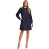 image:imageLYANER Womens Button Up Long Sleeve Casual Mini Dresses  Round Neck Puff Sleeve A Line Dressy Short Dress with Pockets Summer Buiness OutfitsNavy