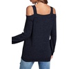 image:imageLYANER Womens Casual Cold Shoulder Hollow Out Solid Long Sleeve Blouse Tunic Shirts TopNavy Blue