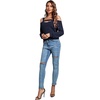 image:imageLYANER Womens Casual Cold Shoulder Hollow Out Solid Long Sleeve Blouse Tunic Shirts TopNavy Blue