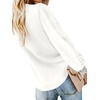 image:imageLYANER Womens Casual V Neck Long Sleeve Tie Front Knot Button Down Shirt Blouse TopSolid White