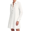 image:imageLYANER Womens Cotton Collared V Neck Casual Mini Dress  Button Down Long Sleeve Pleated A Line Mid Thigh Length Cute Short DressesWhite