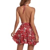 image:imageLYANER Womens Deep V Neck Sexy Mini Dress  Halter Backless Sleeveless Fit and Flare Ruched Ruffle A Line Cocktail Party Short Skater DressesDaisy Print