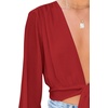 image:imageLYANER Womens Deep V Neck Sexy Wrap Crop Top  Summer Tie Front Knot Long Sleeve Dressy Casual BlouseBurgundy