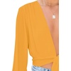 image:imageLYANER Womens Deep V Neck Sexy Wrap Crop Top  Summer Tie Front Knot Long Sleeve Dressy Casual BlouseGinger