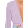 image:imageLYANER Womens Deep V Neck Sexy Wrap Crop Top  Summer Tie Front Knot Long Sleeve Dressy Casual BlouseLight Purple
