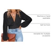 image:imageLYANER Womens Deep V Neck Sexy Wrap Crop Top  Summer Tie Front Knot Long Sleeve Dressy Casual BlousePure Black